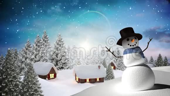 雪人与冬季景观视频的预览图