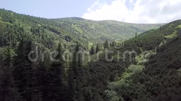 鸟瞰夏日山景喀尔巴阡山脉视频的预览图