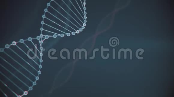 具有景深的抽象蓝色闪闪发光的DNA双螺旋来自debrises的DNA构建动画科学视频的预览图