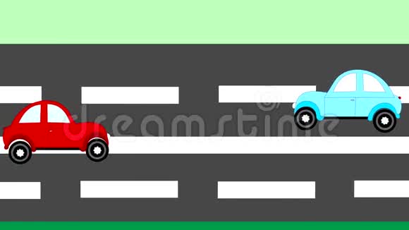 事故车祸两辆车在高速公路上动画视频的预览图