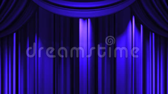 黑色背景的蓝色舞台幕布视频的预览图