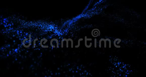 在黑色背景上跳舞的蓝色粒子4k渲染循环视频动画视频的预览图