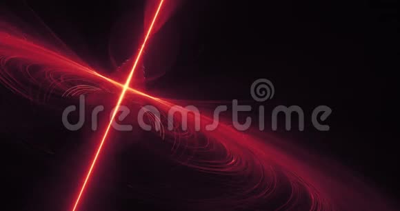 暗背景下红黄线曲线粒子的抽象图案视频的预览图