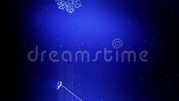 装饰3d雪花在空气中缓慢运动在夜间在蓝色背景下飞行作为圣诞动画使用新年视频的预览图