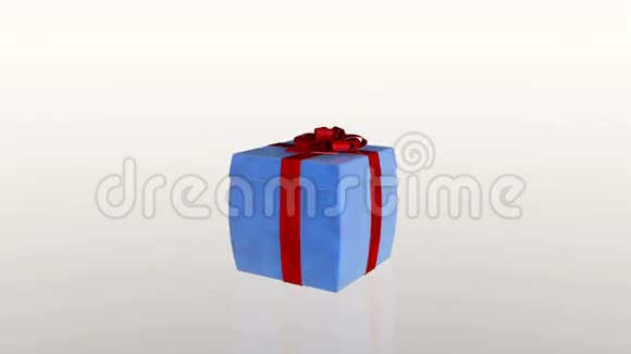 礼品盒抖动以释放一个虚拟产品循环对抗白色股票镜头视频的预览图