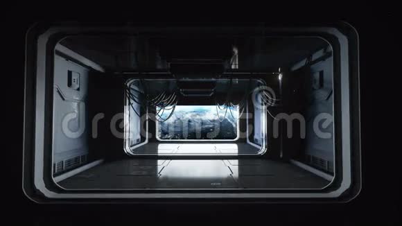 未来主义空间走廊隧道地球的飞行视图影院4k动画视频的预览图