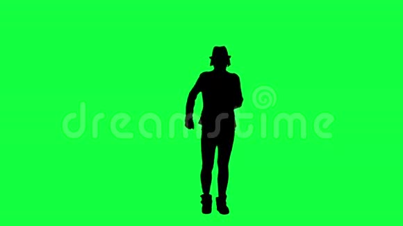 戴帽子的女孩的剪影像流行音乐之王Chroma关键背景视频的预览图
