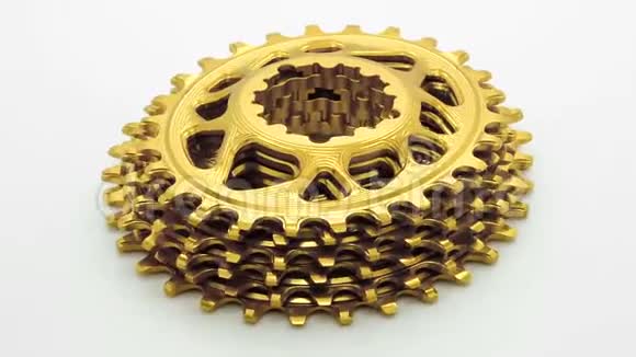 金色椭圆形自行车链条齿轮视频的预览图