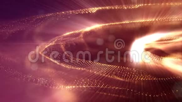 三维环粒子动画的深度波克和光线为有趣的背景或VJ环如视频的预览图