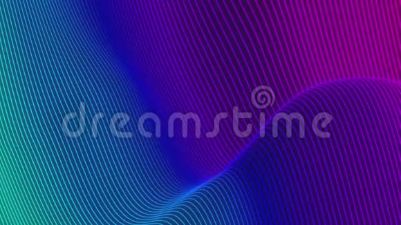 用明亮的霓虹灯颜色抽象出五颜六色的波浪背景视频的预览图