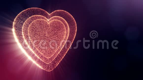 红色的心为情人节或婚礼背景作为无缝的镜头与深度和波克在黑暗的背景视频的预览图