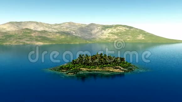 空中飞人拍摄美丽的岛屿与棕榈树在海洋视频的预览图