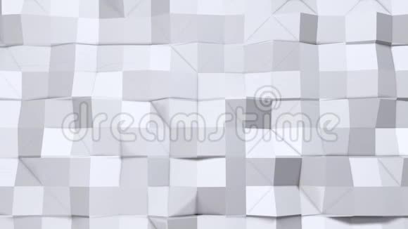简单的低聚三维表面作为卡通背景纯白色灰色多边形的软几何低聚背景4K满视频的预览图