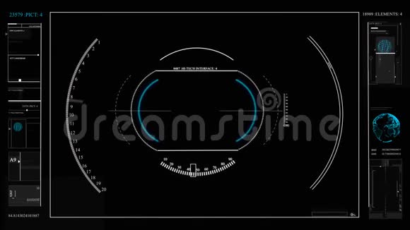 科幻是一个定制的未来感视图界面的照片和视频相机一个高科技的航天器哈德视频的预览图