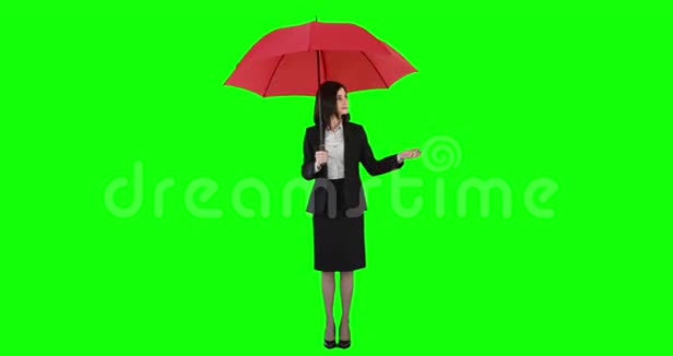 站在伞下的女商人视频的预览图