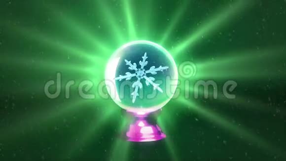 圣诞雪花水晶球绿色视频的预览图