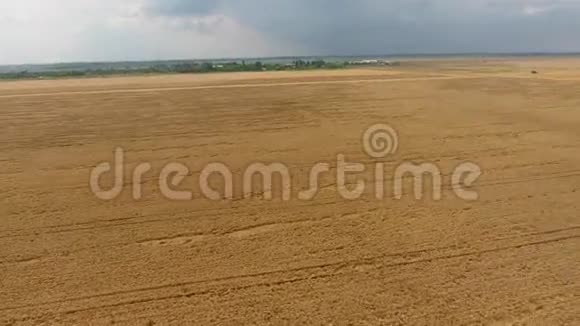 收割小麦收割机农业机械在田间收获粮食视频的预览图