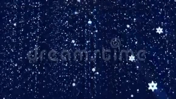 假日背景蓝色衬托着雪花视频的预览图