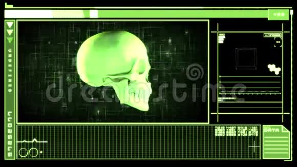 显示头骨的医学数字界面视频的预览图