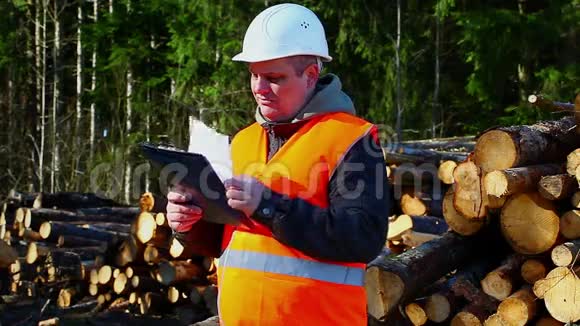 森林里的伐木工人视频的预览图