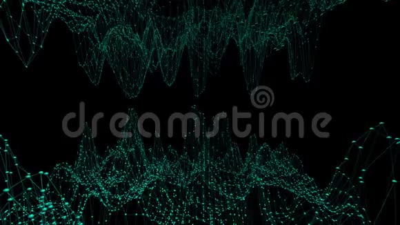 抽象简单的蓝色波浪三维网格作为控制环境蓝色几何振动环境或脉动视频的预览图