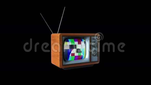 旧电视改造成新电视对抗黑色静态相机阿尔法股票镜头视频的预览图