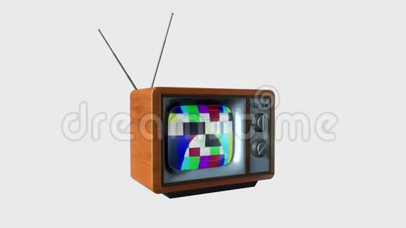 旧电视水晶成为新电视对抗白色静态相机股票镜头视频的预览图
