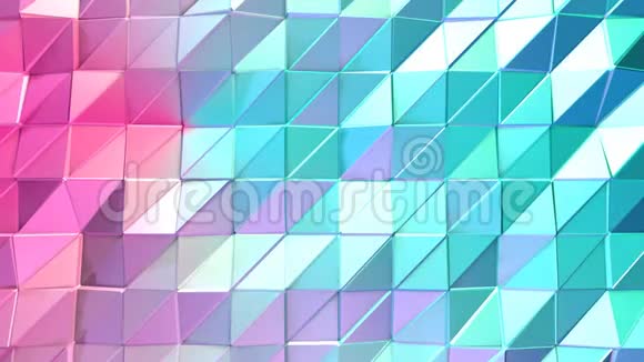 抽象简单的蓝色粉红色低聚三维表面作为豪华环境软几何低聚运动背景视频的预览图