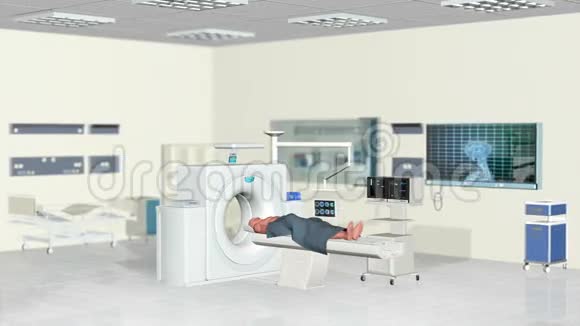 在医院房间做核磁共振扫描摄像扫描阿尔法库存录像视频的预览图