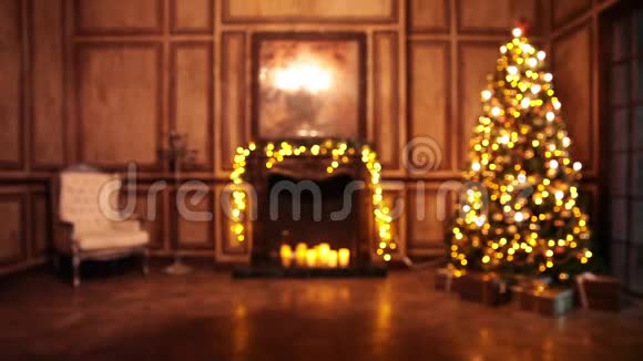 新年树装饰室内古典风格视频的预览图