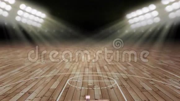 围绕篮球图标旋转篮球场球门柱视频的预览图