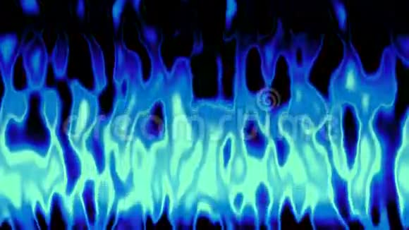 火灾中蓝色绿松石火焰的详细动画视频的预览图