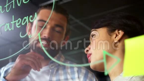 男性和女性高管在阅读粘性笔记视频的预览图