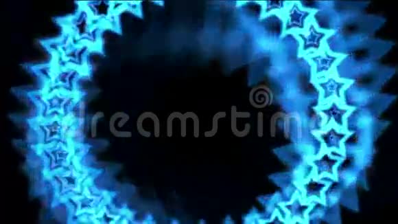 由光环洞隧道组成的蓝色恒星抽象的VJ背景视频的预览图