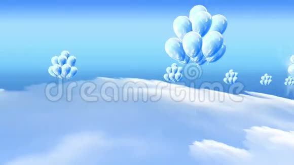 在平稳过渡的云层上飞行的气球视频的预览图