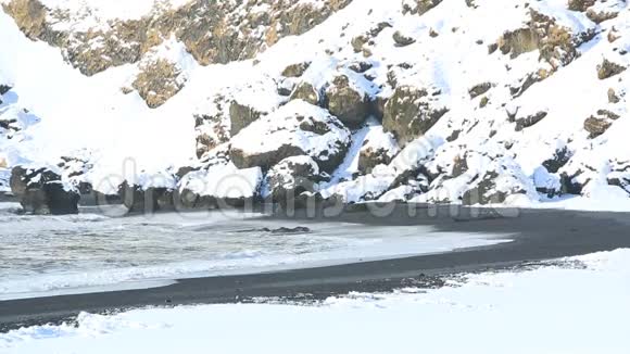 冰岛南部的黑沙滩视频的预览图