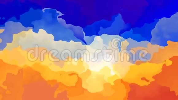 动画彩色背景无缝循环视频水彩效果橙色和蓝色视频的预览图