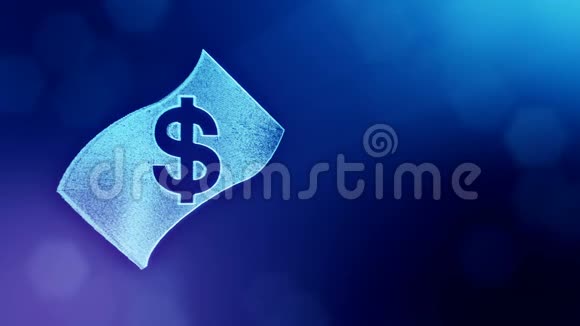 钞票徽上的美元标志发光粒子的金融背景具有景深的3D循环动画视频的预览图