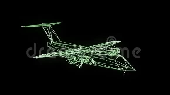 飞机线架模型隔离黑色视频的预览图