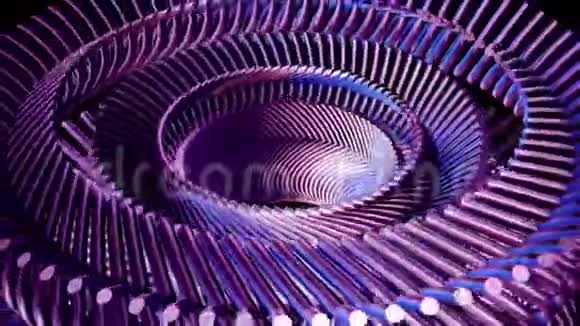 流体运动旋转紫色金属链眼圈无缝环动画3运动图形背景新质量视频的预览图