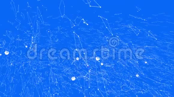 抽象简单的蓝色挥动三维网格或网格作为背景蓝色几何振动环境或脉动数学视频的预览图