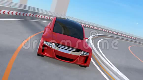 高速公路上的金属红色自动驾驶汽车视频的预览图