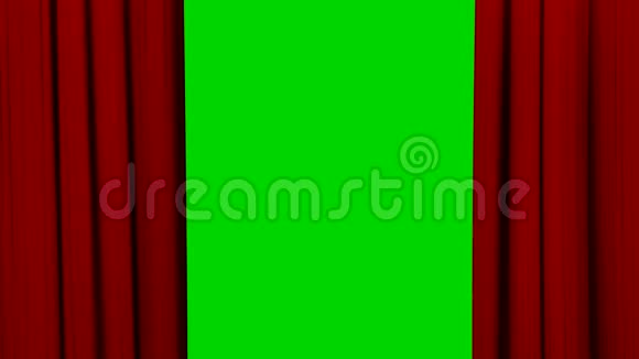 红色窗帘过渡包括绿色屏幕视频的预览图