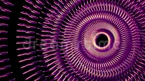 流体运动旋转紫色金属链眼圈无缝环动画3运动图形背景新质量视频的预览图