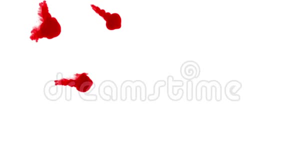 红墨水在白色背景上溶解在水中用Luma哑光计算机仿真的三维渲染注入水视频的预览图
