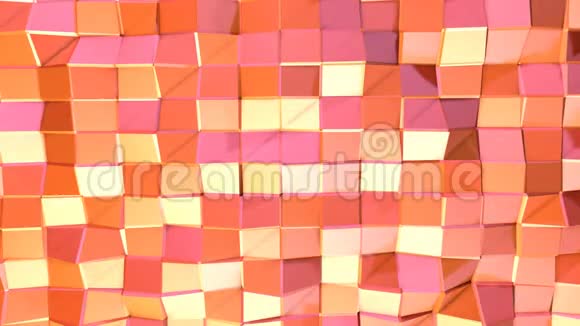 摘要简单的粉红色橙色低聚三维表面作为分形背景软几何低聚运动背景视频的预览图