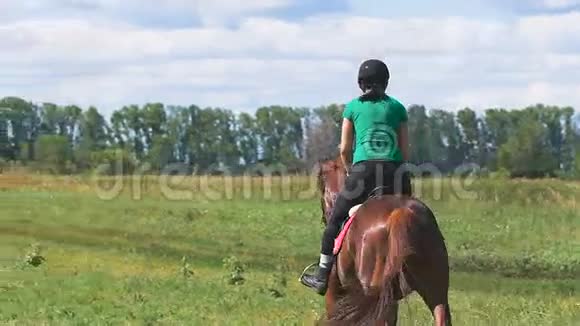 美丽的女孩在乡下骑马视频的预览图