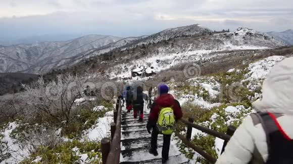 韩国冬季山地景观视频的预览图