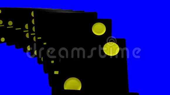 3D黑色骨牌站在蓝色背景下视频的预览图