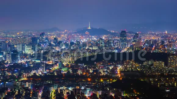 韩国首尔城市天际线的时间推移视频的预览图
